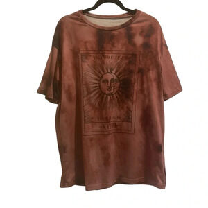 Shein Future is in Your Hands Tee Shirt Size Small Oversized Pink Tie Dyed